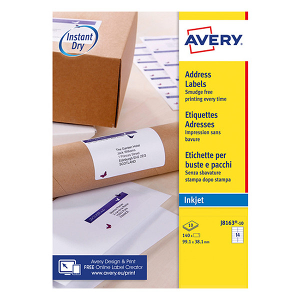 Avery J8163-10 address labels, 99.1mm x 38.1mm (140-labels) J8163-10 212304 - 1