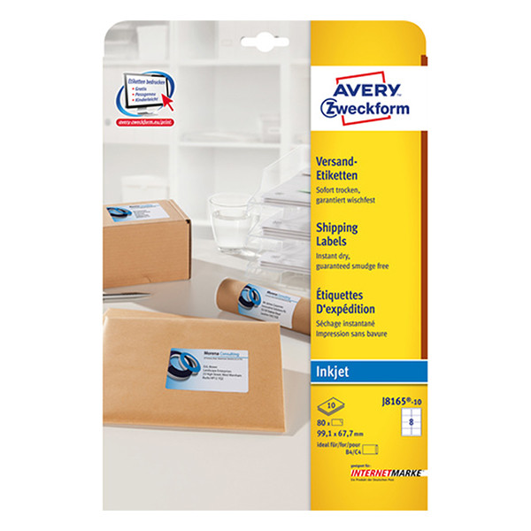 Avery J8165-10 shipping labels, 99.1mm x 63.5mm (80 labels) J8165-10 212627 - 1