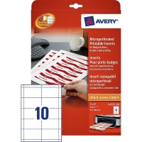 Avery L4727-20 white name badge insert cards, 54mm x 90mm (240 labels) L4727-20 212588