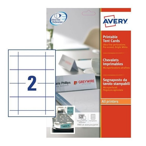 Avery L4795-20 white tent cards, 180mm x 60mm (40-pack) L4795-20 212774 - 1