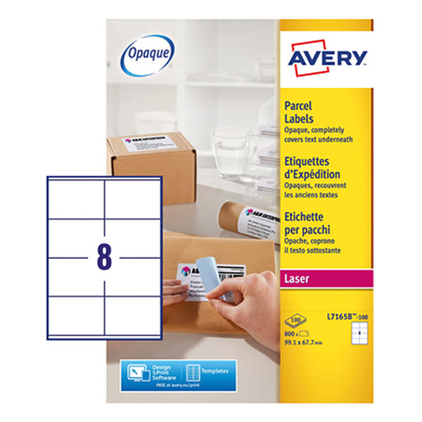 Avery L7165B-100 BlockOut parcel labels, 99.1mmx 67.7mm (800 labels) L7165B-100 212807 - 1