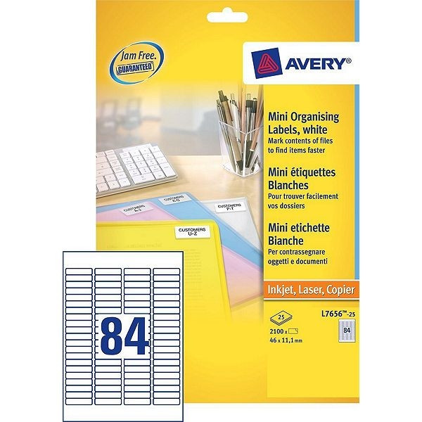 Avery L7656-25 universal labels, 46mm x 11mm (2100 labels) L7656-25 212096 - 1