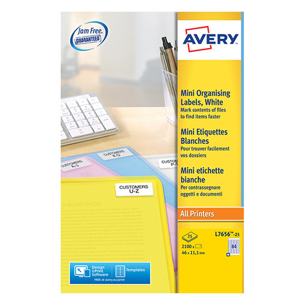 Avery L7656-25 universal labels, 46mm x 11mm (2100 labels) L7656-25 212096 - 1