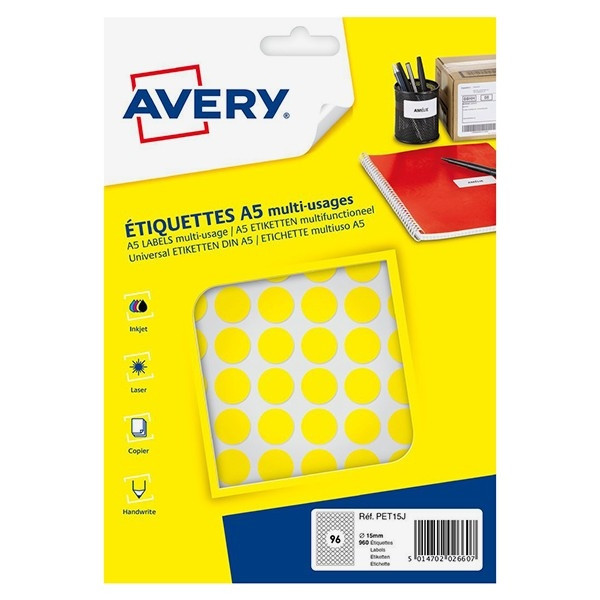 Avery PET15B blue markers, Ø 15mm (960 labels) AV-PET15J 212715 - 1