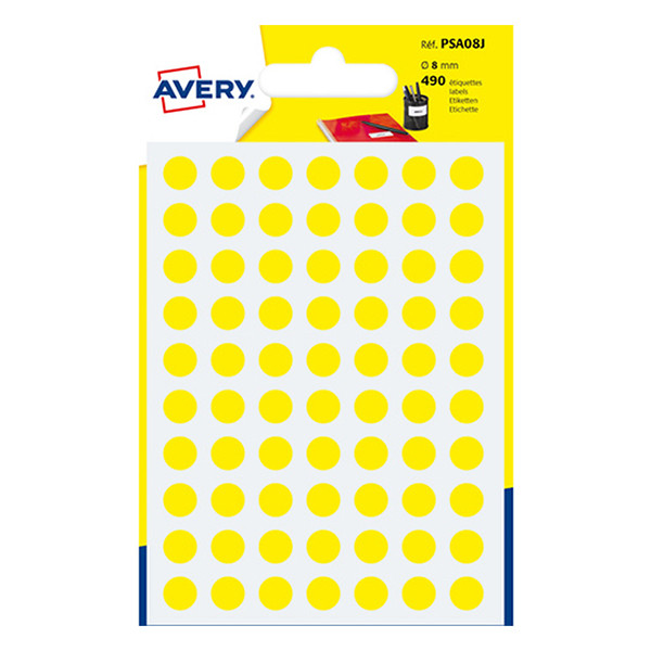 Avery PSA08J yellow marking dots, Ø 8mm (490 labels) AV-PSA08J 212710 - 1