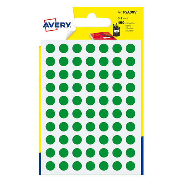 Avery PSA08V green marking dots, Ø 8mm (490 labels) AV-PSA08V 212713 - 1