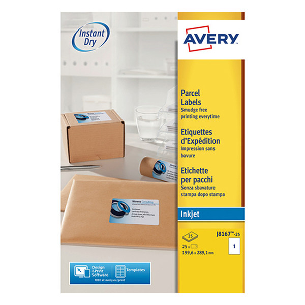 Avery Shipping Labels J8167-25, 199.6mm x 289.1mm (25 labels) J8167-25 212629 - 1