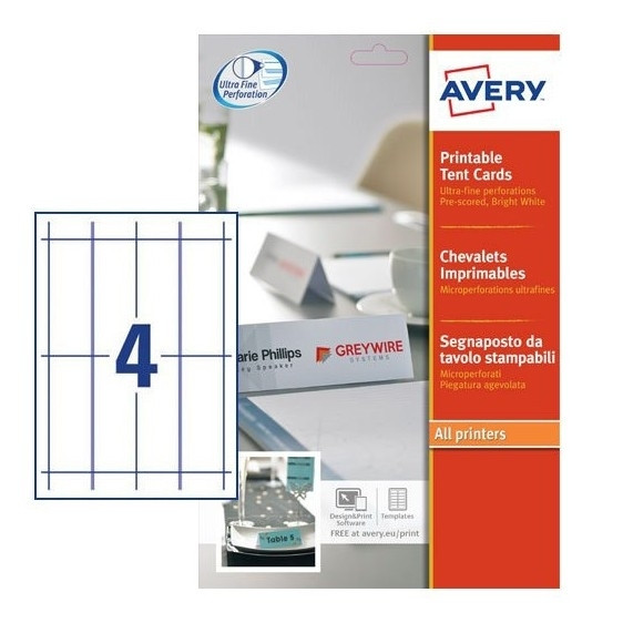 Avery Zweckform L4794-10 white tent cards, 120mm x 45mm (40 labels) 212773 Avery Zweckform L4794-10 white tent cards, 120mm x 45mm (40 labels) 212773 - 1