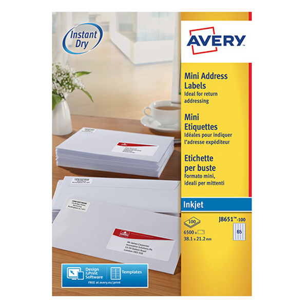 Avery mailing labels J8651-100, 38.1mm x 21.2mm (6500 labels) J8651-100 212262 - 1