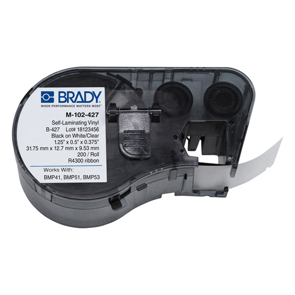 Brady M-102-427 laminated vinyl labels, 31.75mm x 12.7mm x 9.53mm (original Brady) M-102-427 146004 - 1