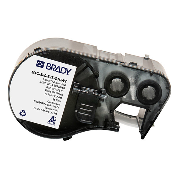 Brady M4C-500-595-GN-WT white on green vinyl labels, 12.70mm x 7.62m (original Brady) 147963 Brady M4C-500-595-GN-WT white on green vinyl labels, 12.70mm x 7.62m (original Brady) 147963 - 1