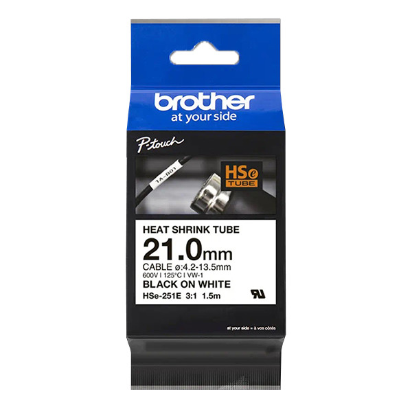 Brother HSe-251E black on white heat shrink tape, 21mm (original Brother) HSE251E 089224 - 1