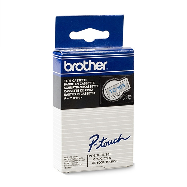 Brother TC-103 blue on transparent tape, 12mm (original Brother) TC-103 088828 - 1