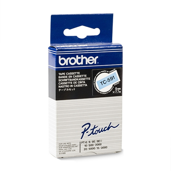 Brother TC-591 black on blue tape, 9mm (original Brother) TC-591 088854 - 1