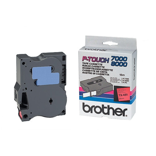 Brother TX-451 black on red tape, 24mm (original Brother) TX451 080262 - 1