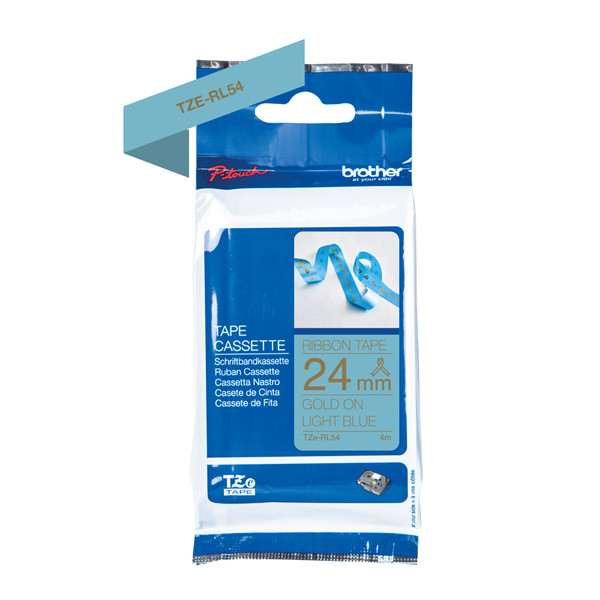 Brother TZe-RL54 gold on light blue tape 24mm (original Brother) TZe-RL54 350542 - 1