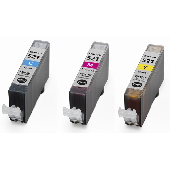 Canon CLI-521 C/M/Y ink cartridge 3-pack (original Canon) 2934B010 2934B011 2934B015 2934B016 018362 - 1