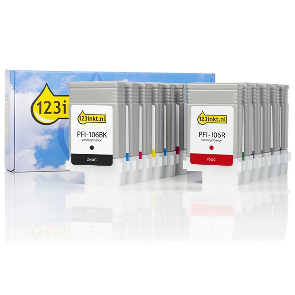 Canon PFI-106 MBK/BK/C/M/Y/PC/PM/R/G/B/GY/PGY cartridges 12-pack (123ink version)  132061 - 1