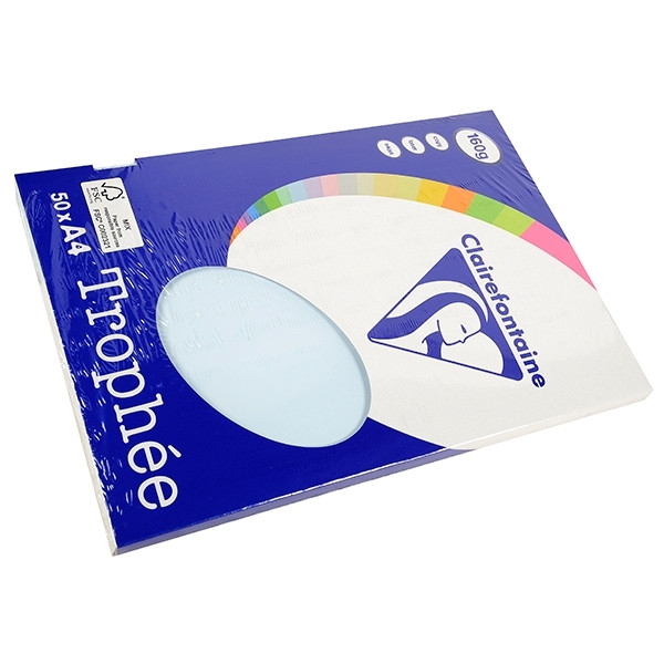 Clairefontaine azure blue A4 coloured paper, 160gsm (50 sheets) 4151C 250018 - 1