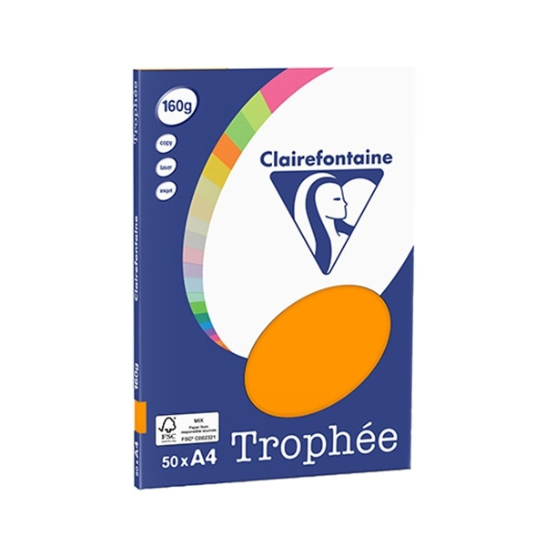 Clairefontaine bright orange A4 coloured paper, 160gsm (50 sheets) 4160C 250067 - 1