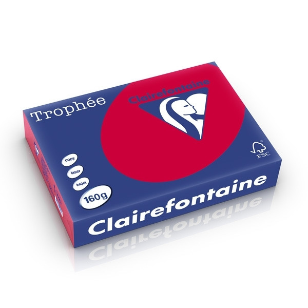 Clairefontaine cherry red A4 coloured paper, 160gsm (250 sheets) 1016C 250257 - 1