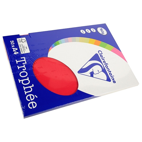 Clairefontaine cherry red A4 coloured paper, 160gsm (50 sheets) 4162C 250025 - 1