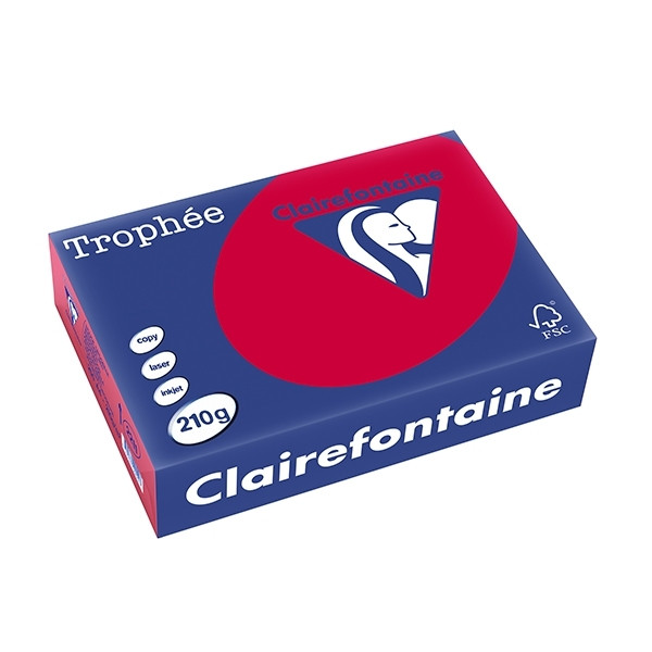 Clairefontaine cherry red A4 coloured paper, 210gsm (250 sheets) 2211C 250098 - 1