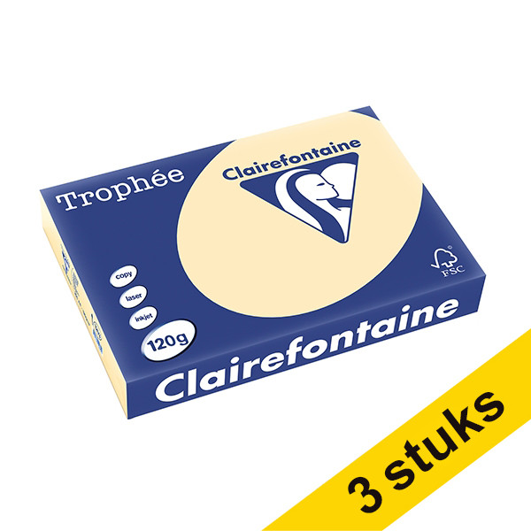 Clairefontaine cream A4 coloured paper, 120gsm (250 sheets) (3-pack)  340044 - 1