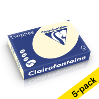 Clairefontaine cream A4 coloured paper, 160gsm (250 sheets) (5-pack)