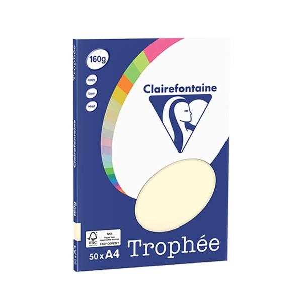 Clairefontaine cream A4 coloured paper, 160gsm (50 sheets) 4154C 250064 - 1