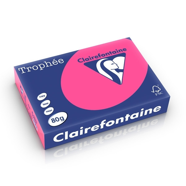 Clairefontaine fluorescent pink A4 coloured paper, 80gsm (500 sheets) 2973PC 250286 - 1