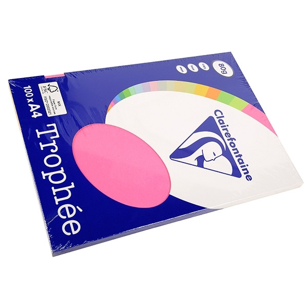 Clairefontaine fluorescent pink/yellow/green/orange A4 coloured paper multipack, 80gsm (4 x 25 sheets) 4120C 250017 - 1