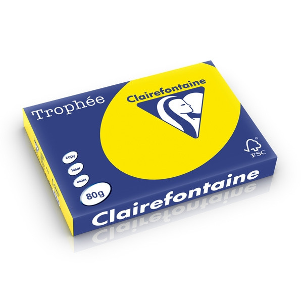 Clairefontaine fluorescent yellow A3 coloured paper, 80gsm (500 sheets) 2884PC 250291 - 1