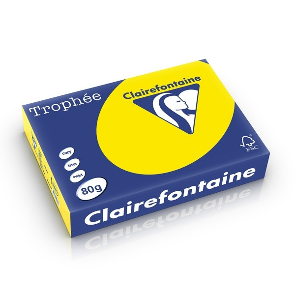 Clairefontaine fluorescent yellow A4 coloured paper, 80gsm (500 sheets) 2977PC 250287 - 1