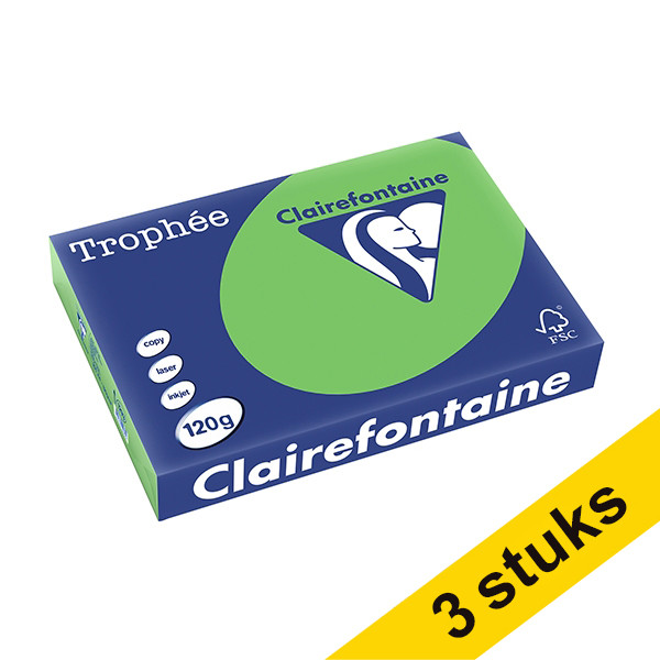 Clairefontaine grass green A4 coloured paper, 120gsm (250 sheets) (3-pack)  340043 - 1