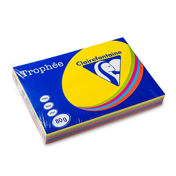 Clairefontaine intense yellow/green/orange/blue/pink A3 coloured paper multipack, 80gsm (5 x 100 sheets) 1708C 250295 - 1