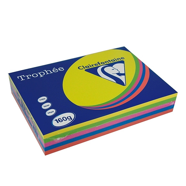 Clairefontaine intense yellow/green/orange/blue/pink A4 coloured paper multipack, 160gsm (5 x 50 sheets) 1713C 250030 - 1