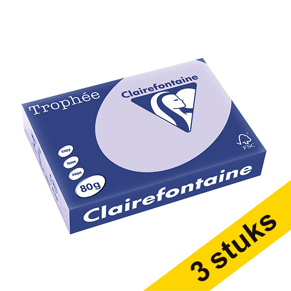 Clairefontaine lilac A4 coloured paper, 80gsm (500 sheets) (3-pack)  340030 - 1