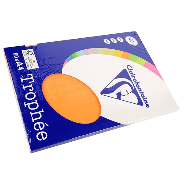 Clairefontaine orange A4 coloured paper, 160gsm (50 sheets) 4158C 250022 - 1