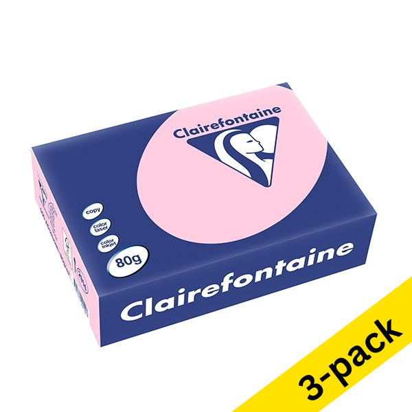 Clairefontaine pink A5 coloured paper, 80gsm (500 sheets) (3-pack)  340032 - 1