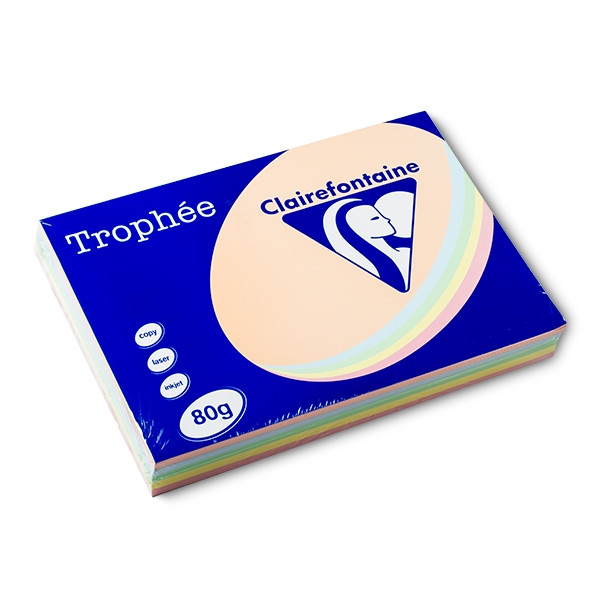 Clairefontaine salmon/blue/green/canary yellow/pink A3 coloured paper multipack, 80gsm (5 x 100 sheets) 1707C 250294 - 1