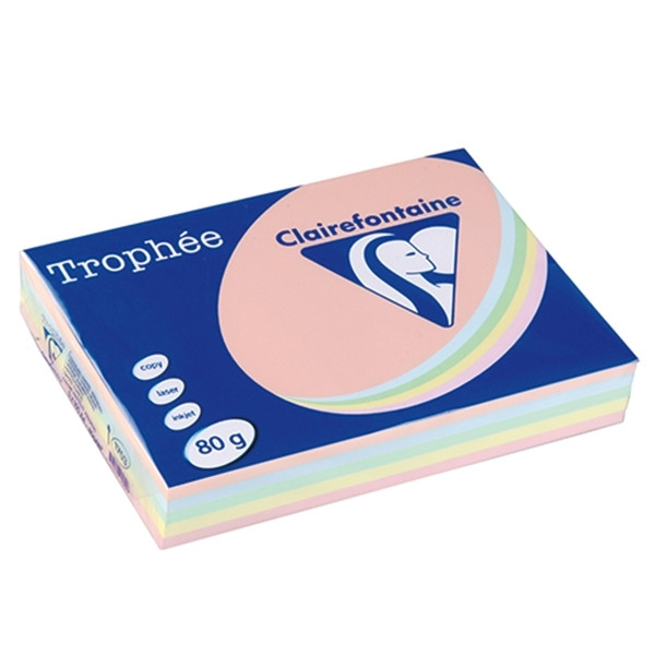 Clairefontaine salmon/blue/green/canary yellow/pink coloured paper multipack, 80gsm (5 x 100 sheets) 1703 250005 - 1