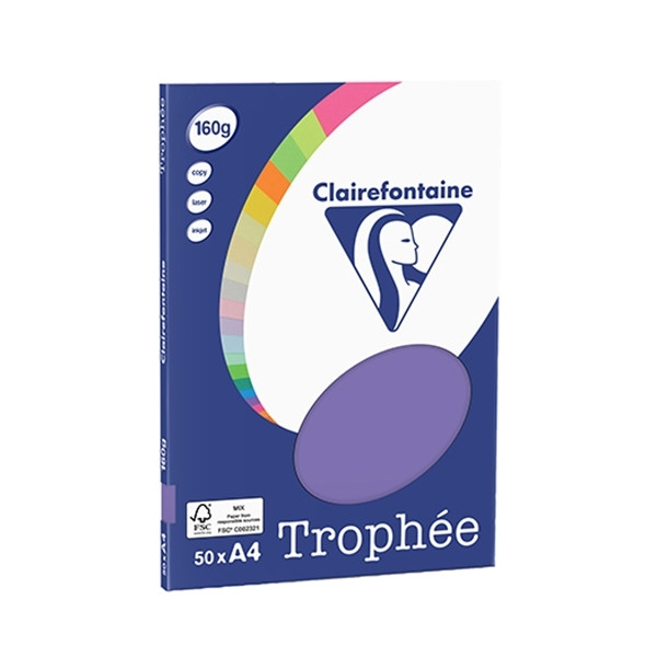 Clairefontaine violet A4 coloured paper, 160gsm (50 sheets) 4166C 250068 - 1