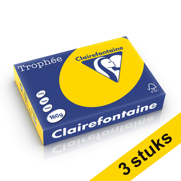 Clairefontaine yellow A4 coloured paper, 160gsm (3 x 250 sheets)  340035 - 1