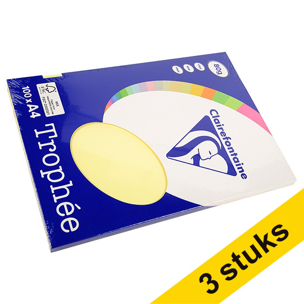 Clairefontaine yellow A4 coloured paper, 80gsm (100 sheets) (3-pack)  340038 - 1