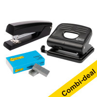 Combi offer: 123ink black stapler incl. 1000 staples and 2-hole puncher (20 sheets)  390672
