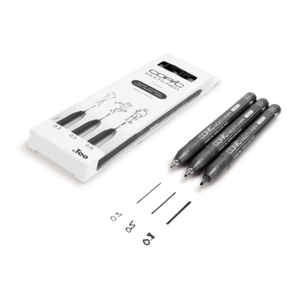 Copic Multiliner black fineliner set, 0.3mm - 0.8mm (3-pack) 22075630 311017 - 2