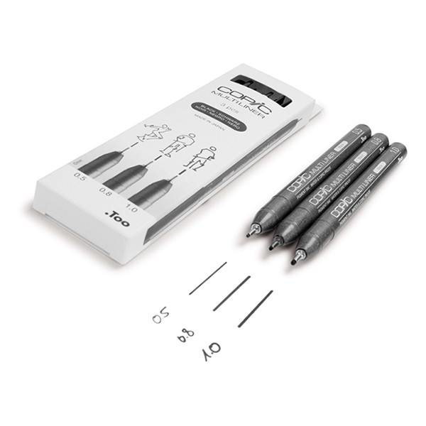 Copic Multiliner black fineliner set, 0.5mm - 1mm (3-pack) 22075632 311018 - 2