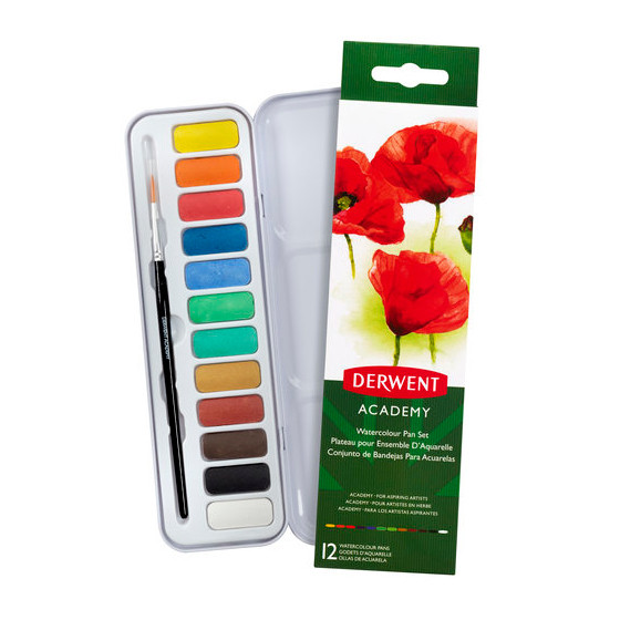 Derwent Academy watercolour paint set (12-pack) 2301955 209811 - 1