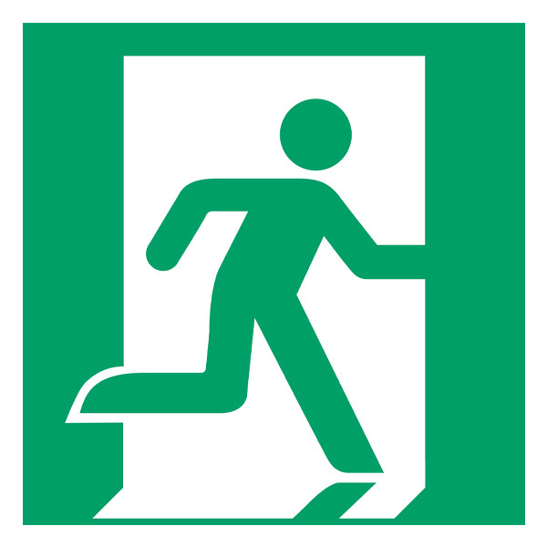 Djois emergency exit right warning sign, 200mm x 200mm 7510005 234850 - 1